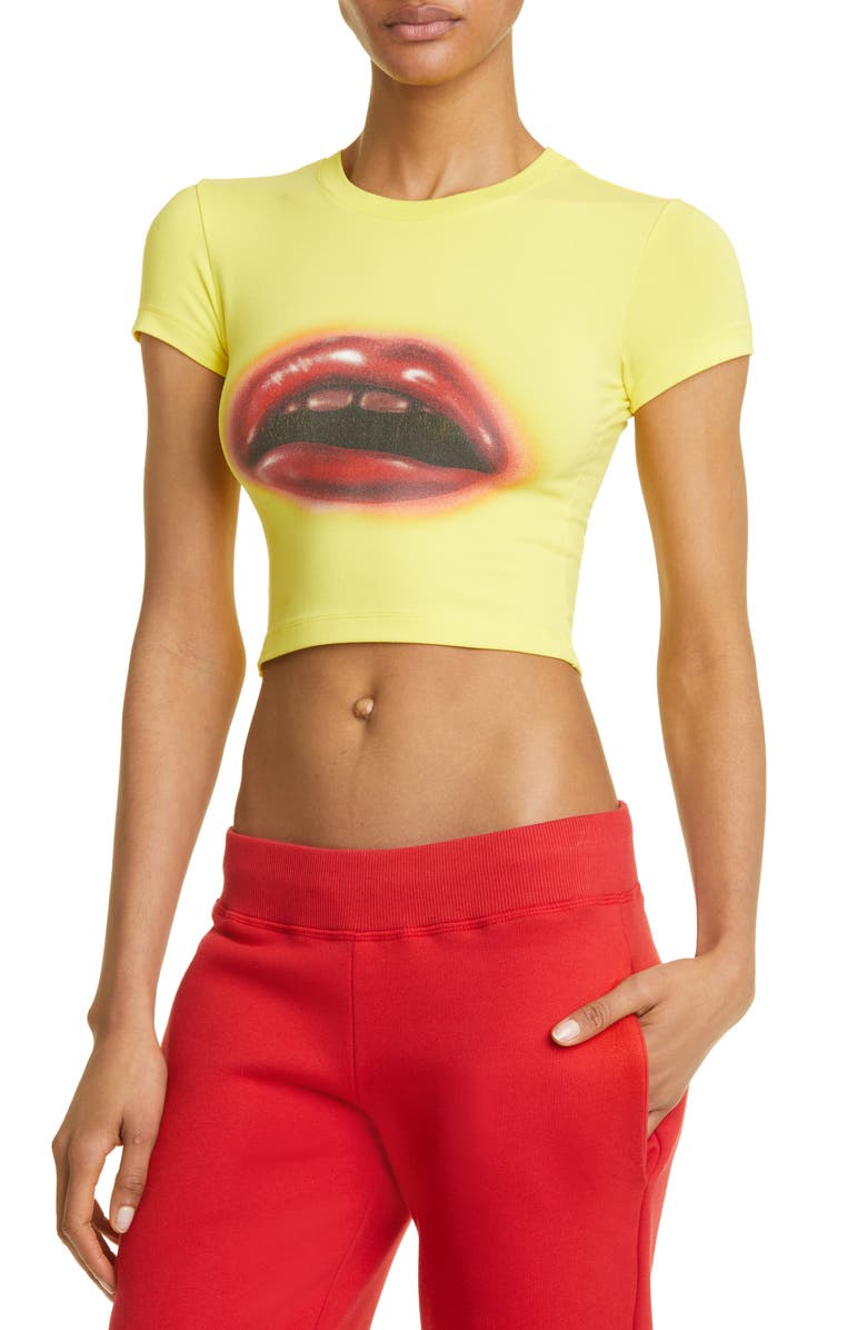 MOWALOLA Lips Crop Graphic T-Shirt, Alternate, color, 