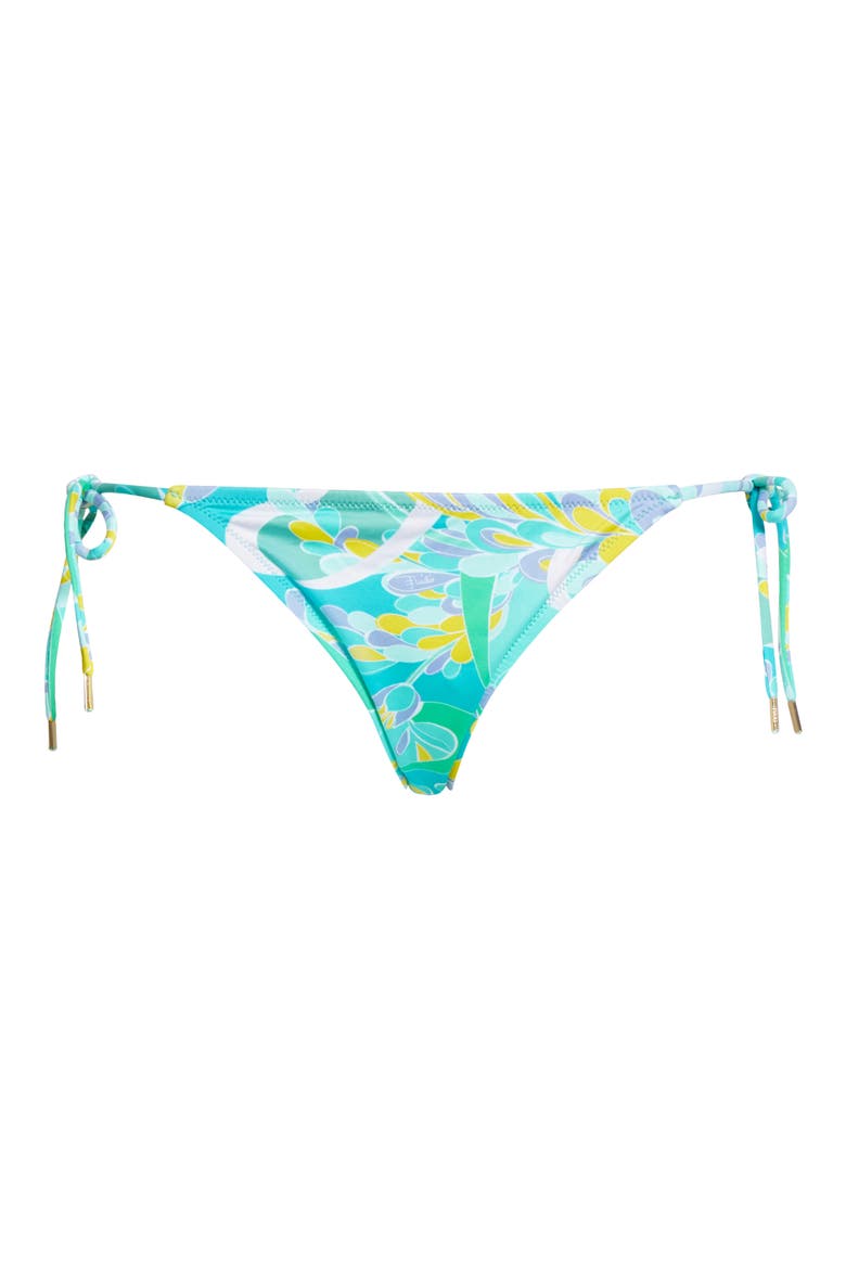 Lily Print String Bikini Bottoms, Alternate, color, 065 TURQUOISE WISTERIA
