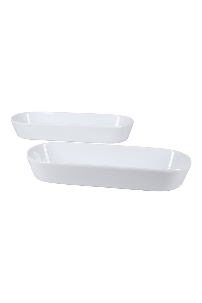 Oslo Set of 2 Oblong Baking Dishes, Main, color, WHITE