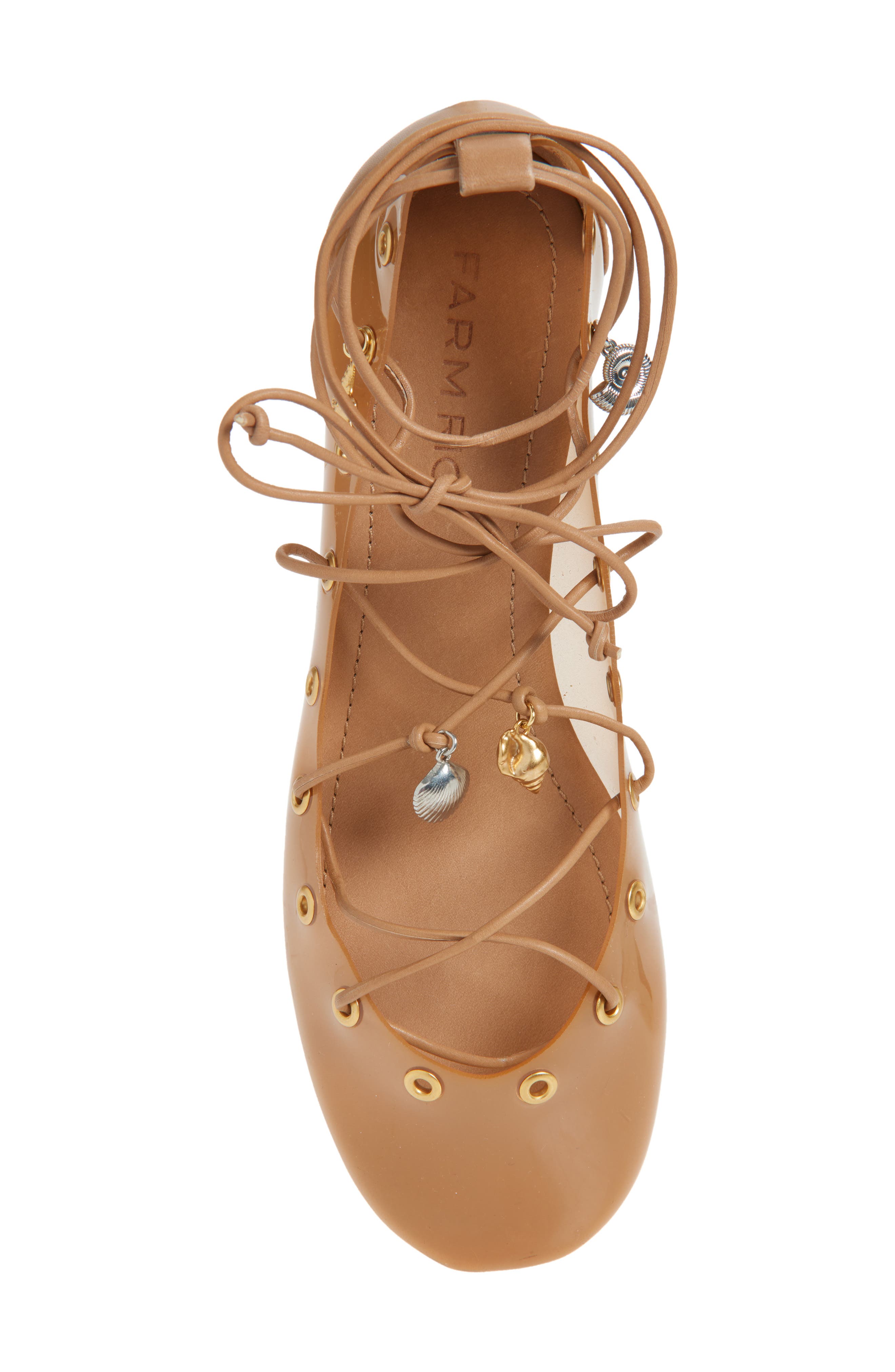 FARM Rio Sea Lace-Up Jelly Ballerina Flat, Alternate, color, Toffee