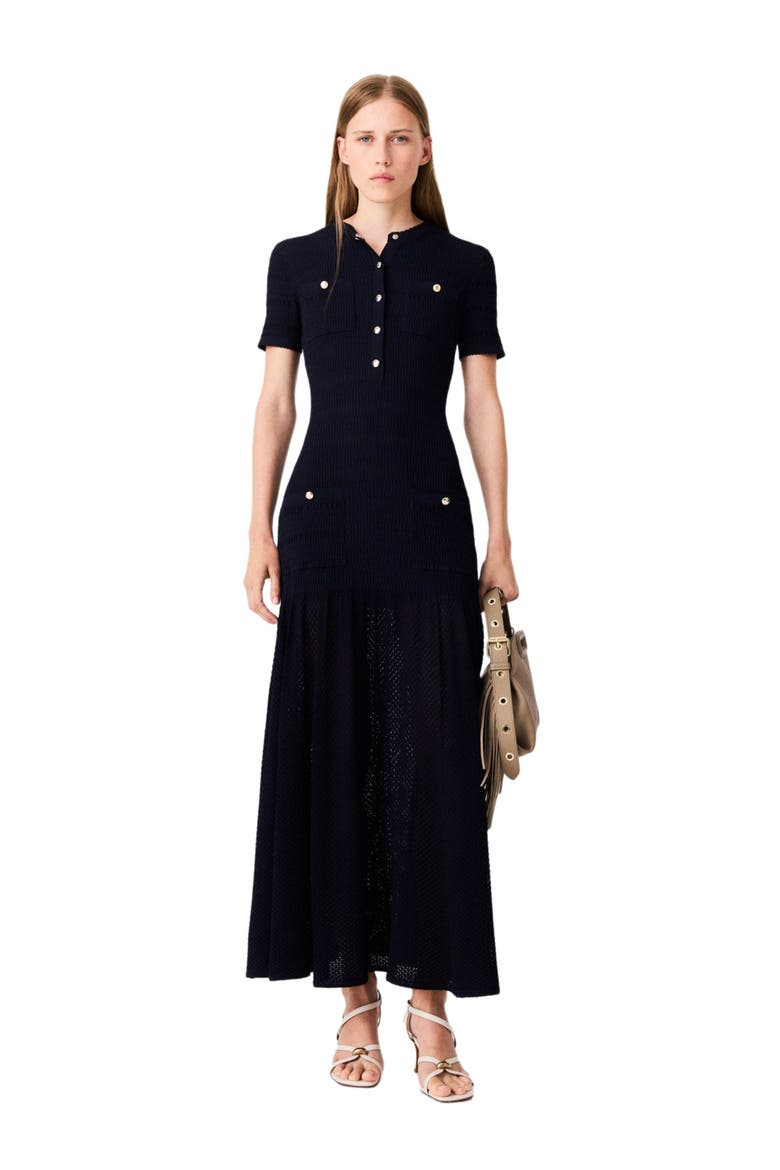 Pointelle knit maxi dress, Main, color, Navy