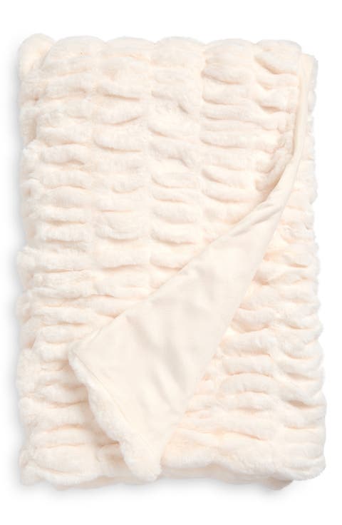 Ruched Faux Fur Throw Blanket