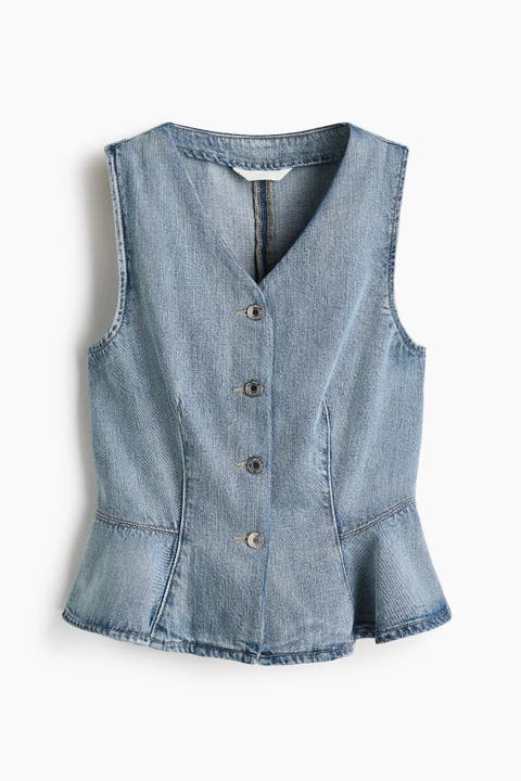 Denim Peplum Waistcoat