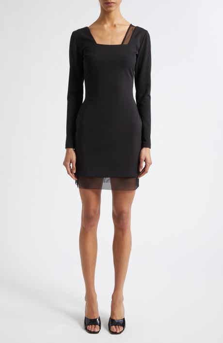 Ivara Mesh Detail Long Sleeve Knit Minidress