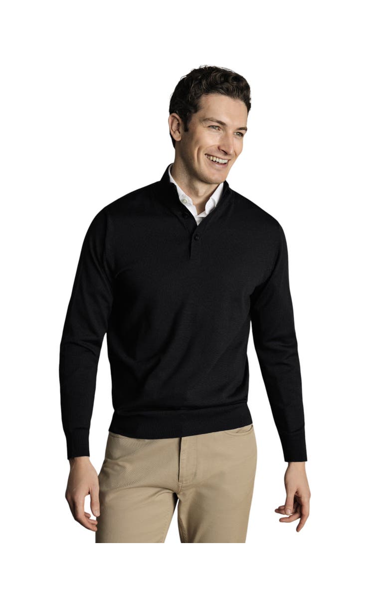 Charles Tyrwhitt Pure Merino Button Neck Sweater, Alternate, color, Charcoal Grey