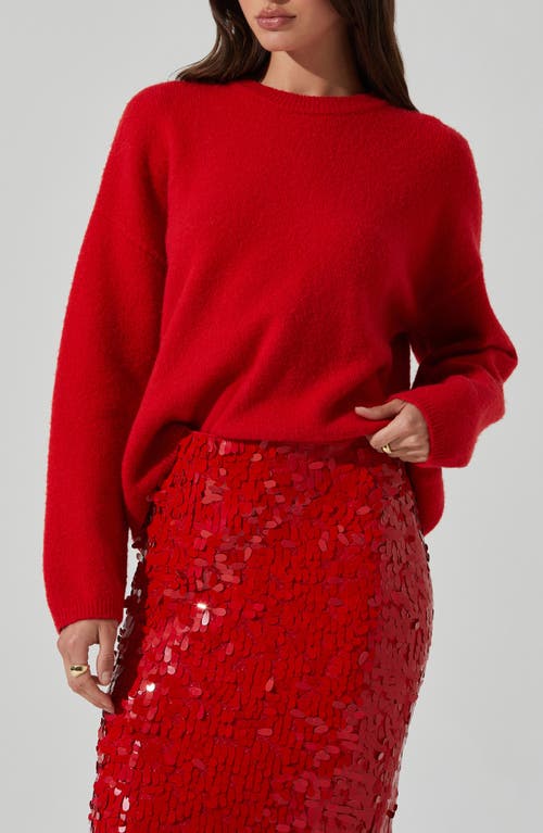 ASTR the Label Bowie Crewneck Sweater in Red 