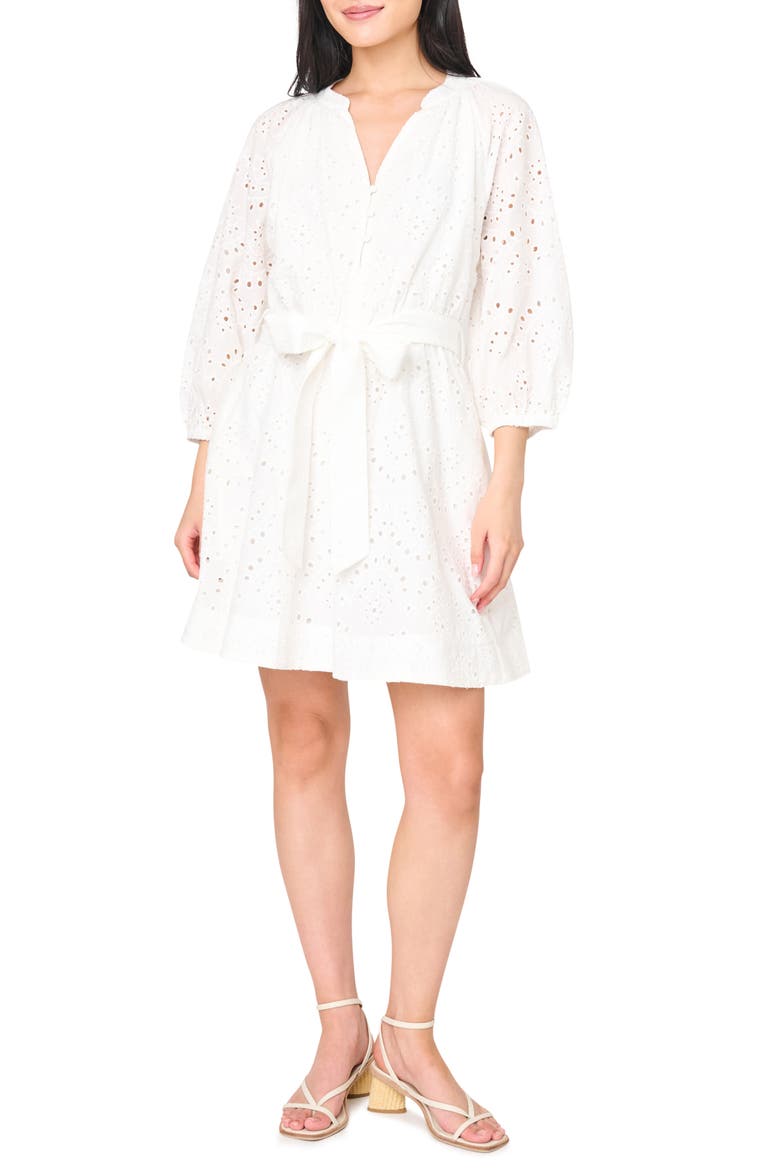 Cotton Eyelet Shirtdress, Main, color, WHITE