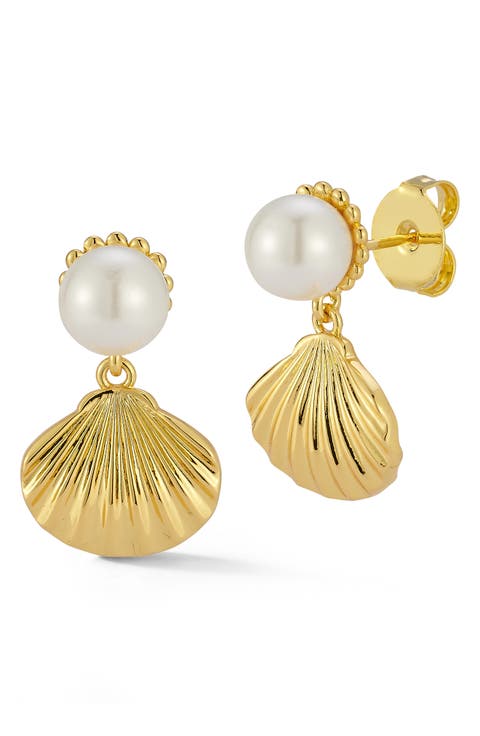 Freshwater Pearl Shell Stud Earrings