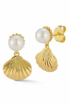 SPHERA MILANO Freshwater Pearl Shell Stud Earrings