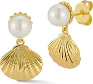 SPHERA MILANO Freshwater Pearl Shell Stud Earrings