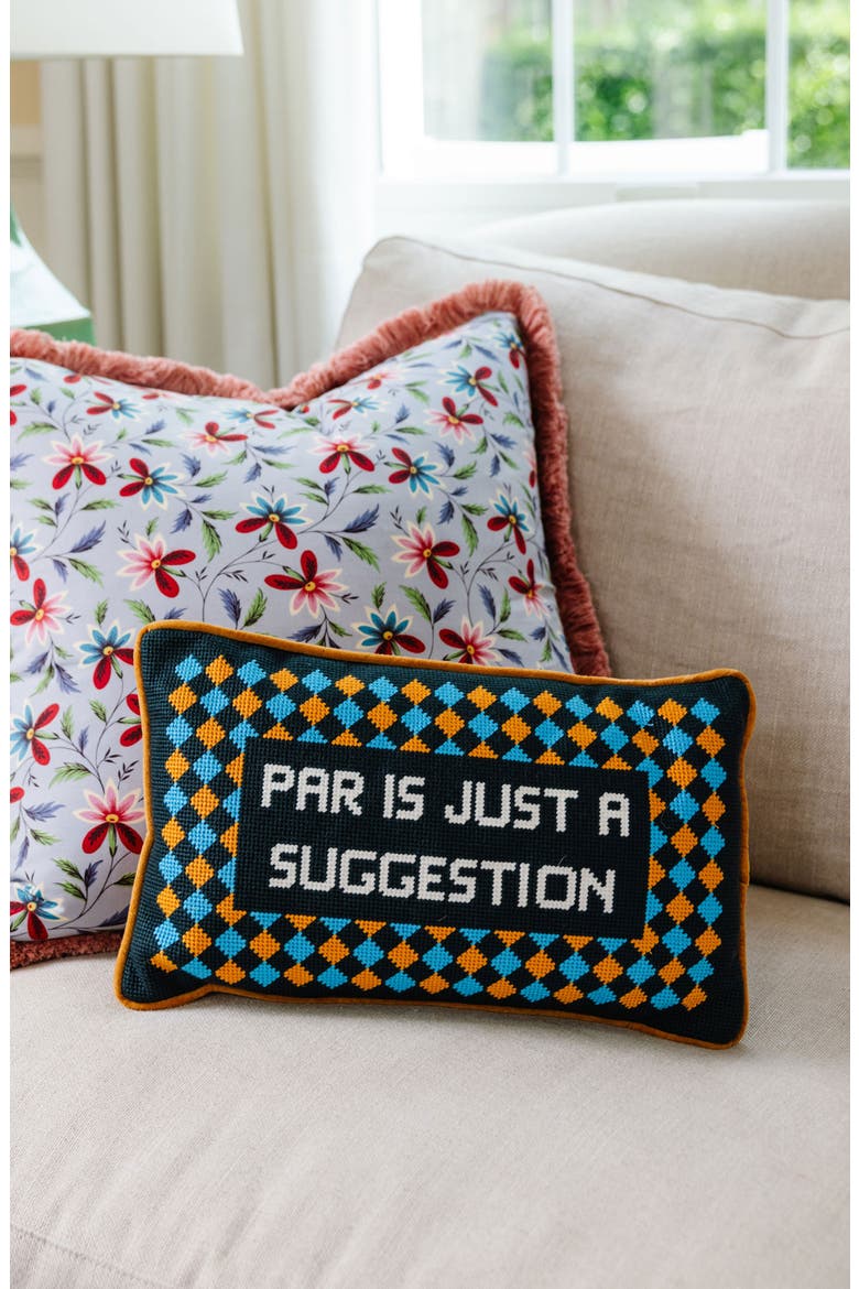 Par Is A Suggestion Needlepoint Pillow, Alternate, color, Par Is A Suggestion