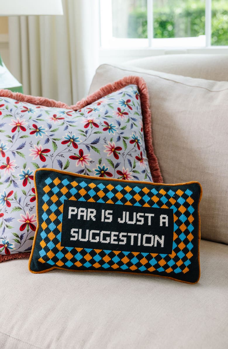 Furbish Par Is A Suggestion Needlepoint Pillow, Alternate, color, Par Is A Suggestion