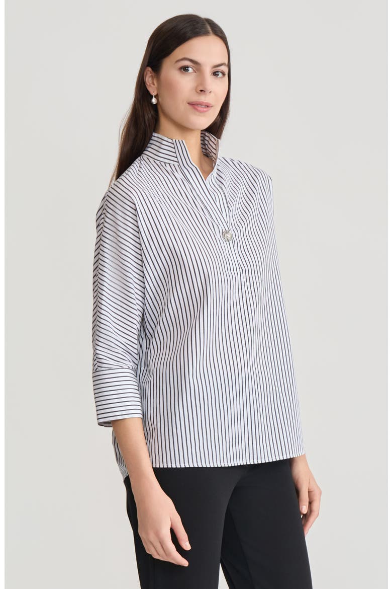 Pinstripe Dolman Sleeve Cotton Blouse, Alternate, color, Black/White
