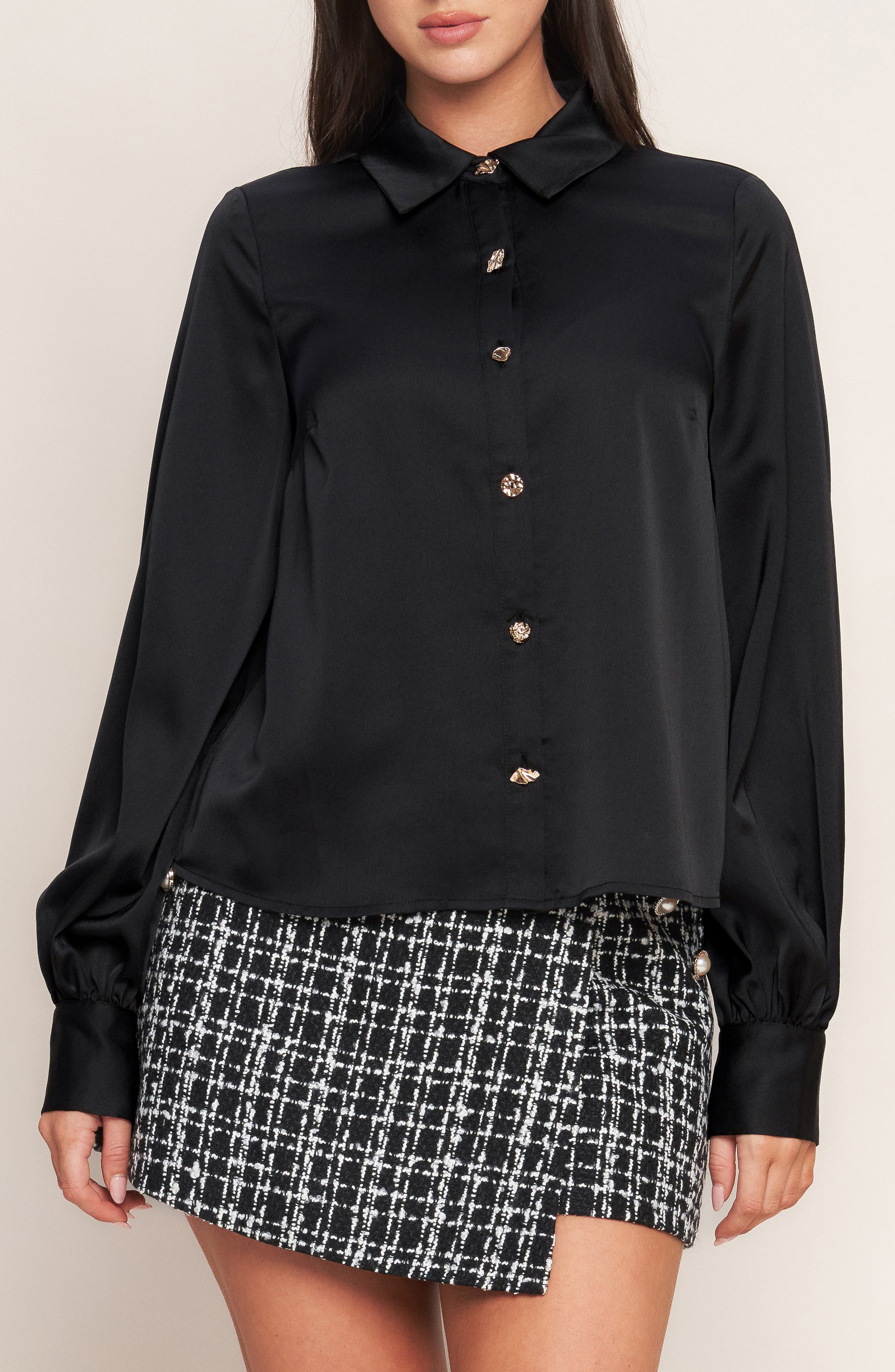 FLYING TOMATO Solid Button-Up Shirt