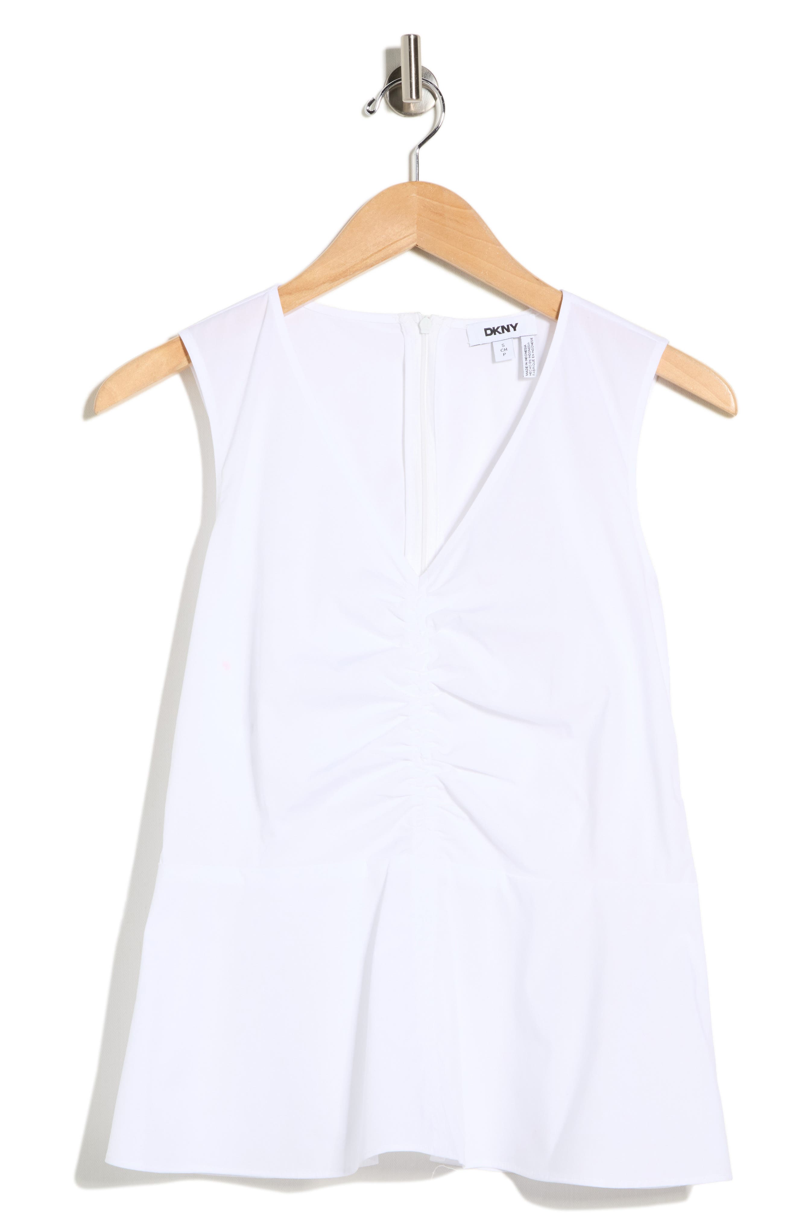 DKNY Ruched Sleeveless Peplum Top