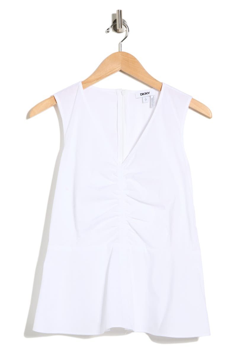 Ruched Sleeveless Peplum Top, Alternate, color, WHITE