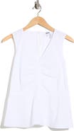 DKNY Ruched Sleeveless Peplum Top