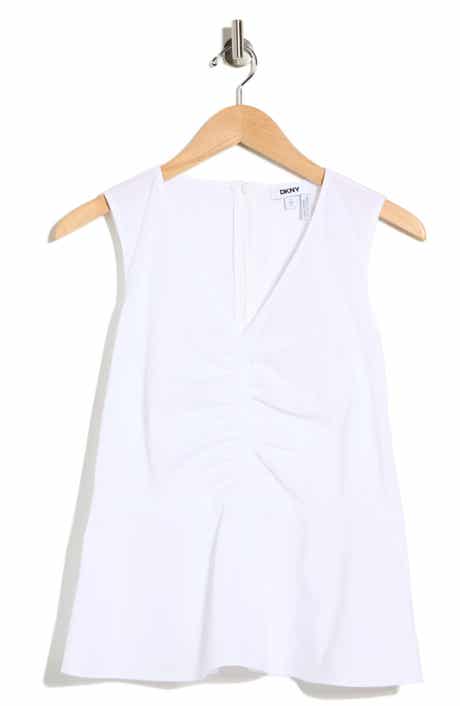 DKNY Ruched Sleeveless Peplum Top