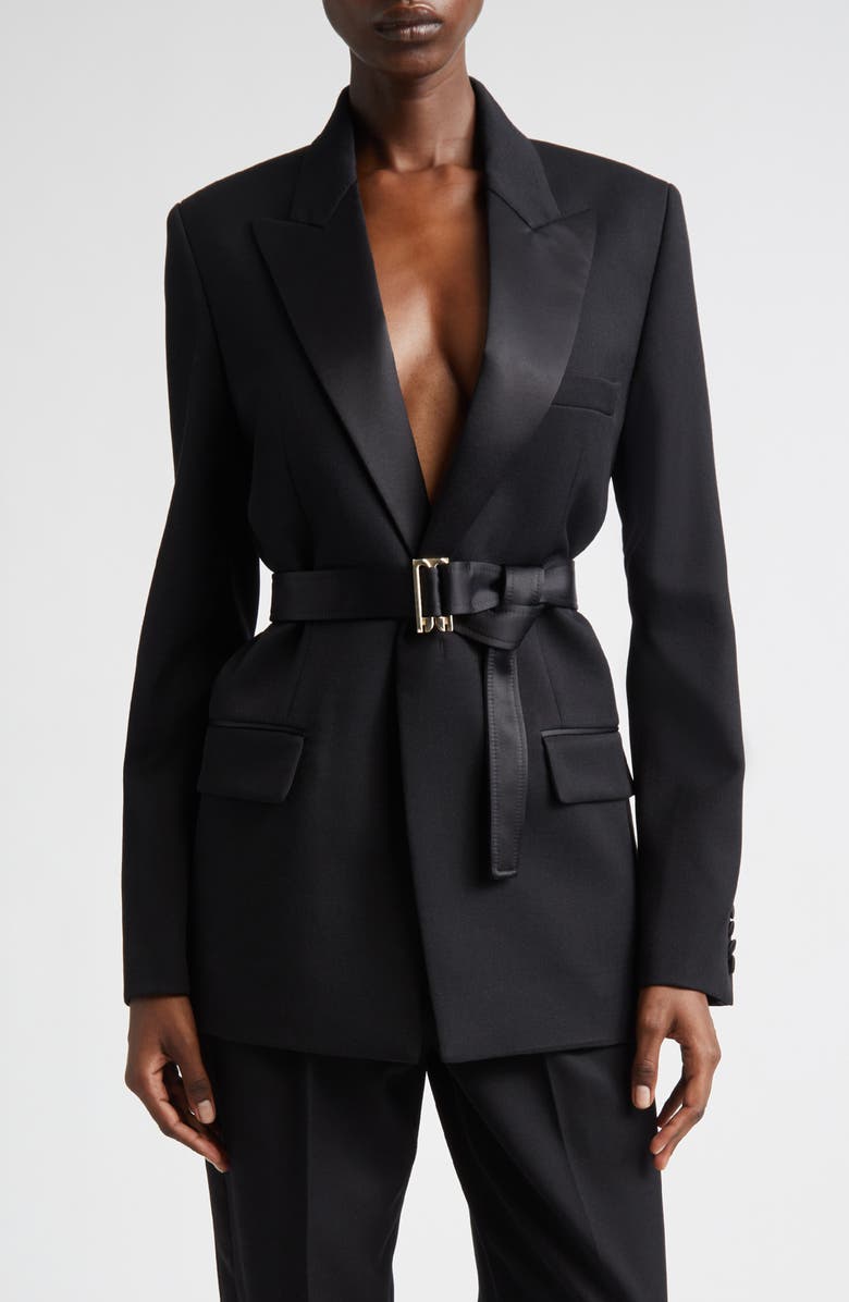 Victoria Beckham Tailored Belted Jacket, Main, color, Black