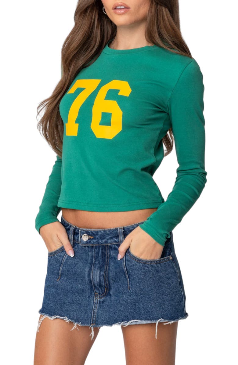 EDIKTED 76 Stretch Cotton Graphic T-Shirt, Alternate, color, Green