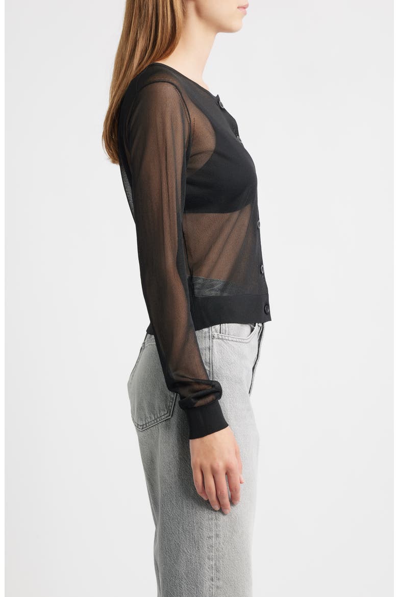 The Luxe Sheer Cardigan, Alternate, color, BLACK