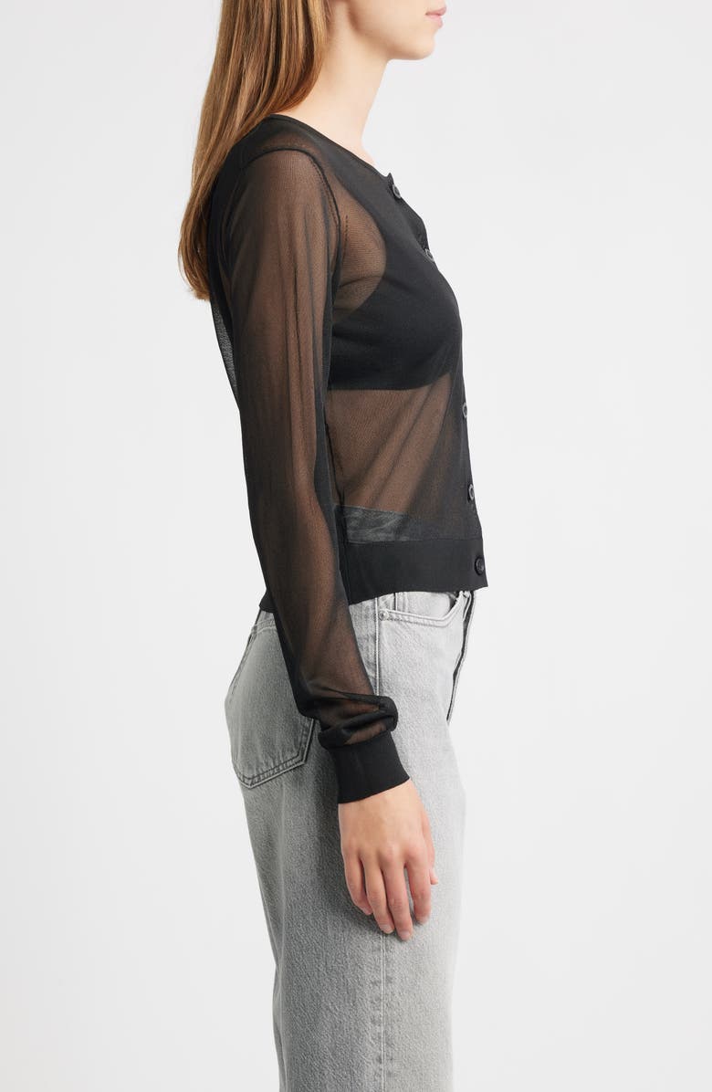FRAME The Luxe Sheer Cardigan, Alternate, color, Black