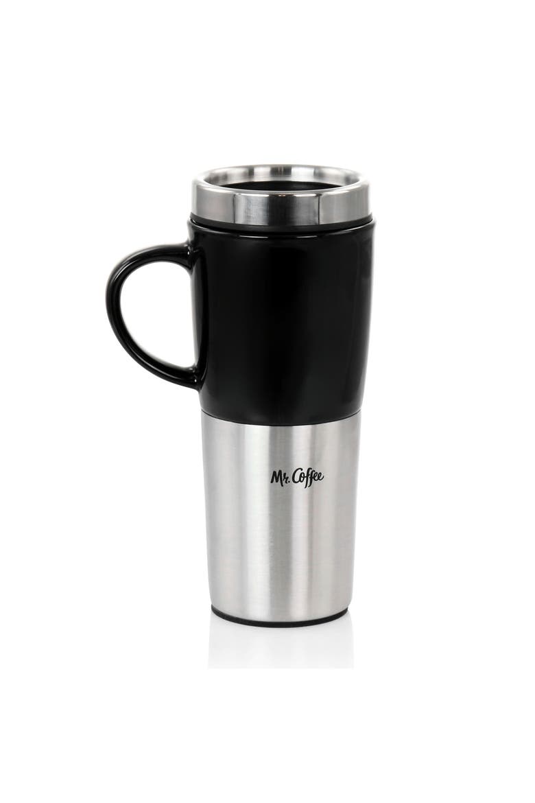 16oz Stainless Steel and Stoneware Travel Mug, Alternate, color, Black