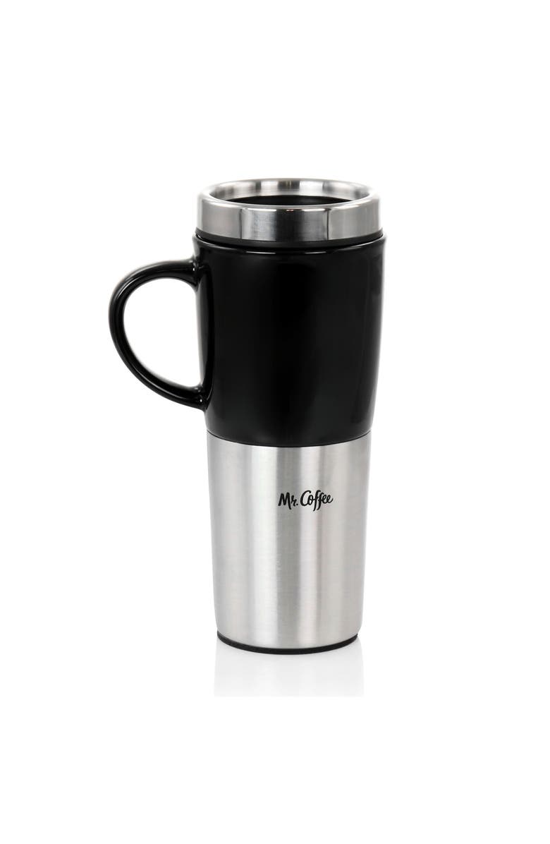 Mr. Coffee 16oz Stainless Steel and Stoneware Travel Mug, Alternate, color, Black