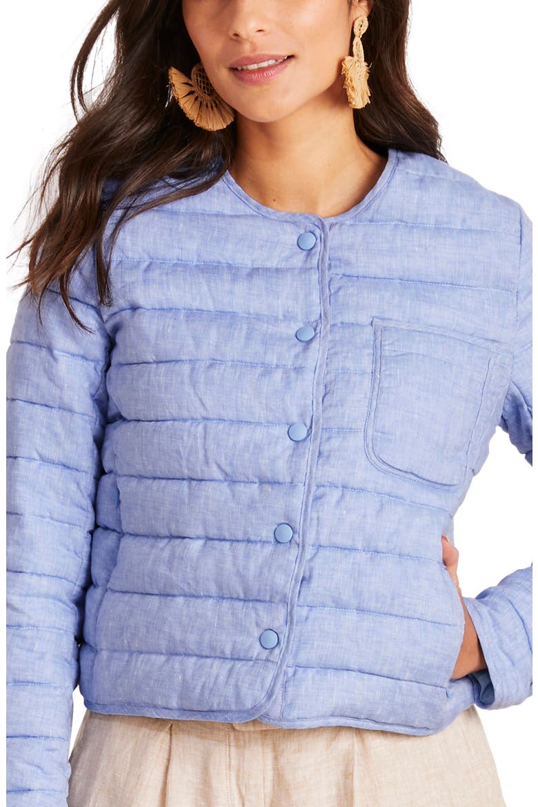 Lightweight Linen Puffer Jacket, Main, color, JAKE BLUE