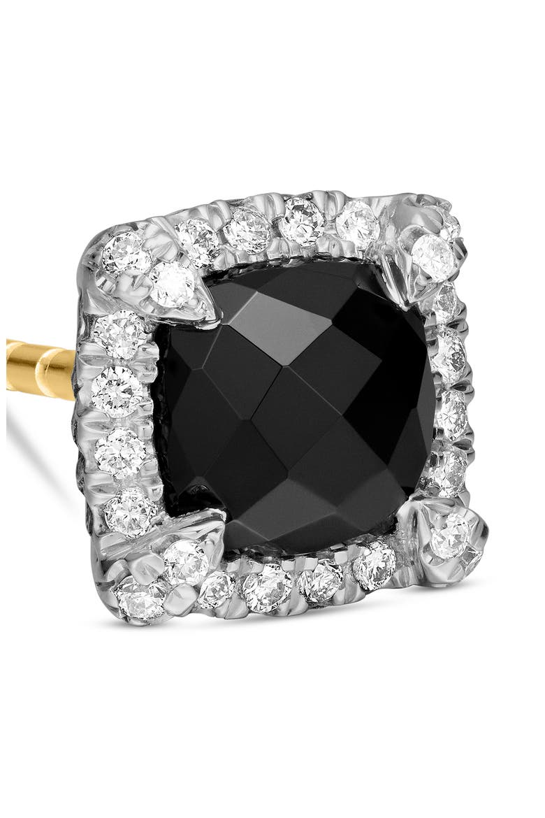 Petite Chatelaine® Pavé Bezel Stud Earrings with Semiprecious Stone and Diamonds, Alternate, color, SILVER PAVE/ BLACK ONYX