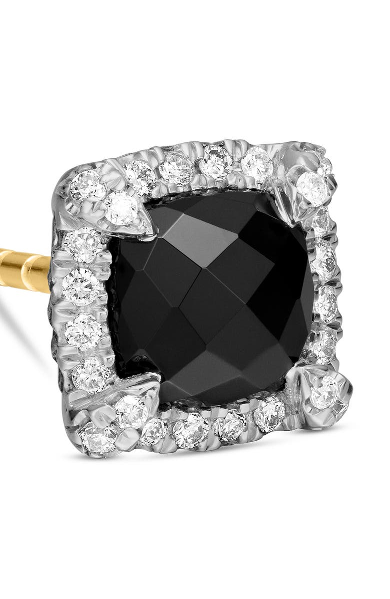 David Yurman Petite Chatelaine<sup>®</sup> Pavé Bezel Stud Earrings with Semiprecious Stone and Diamonds, Alternate, color, Silver Pave/ Black Onyx