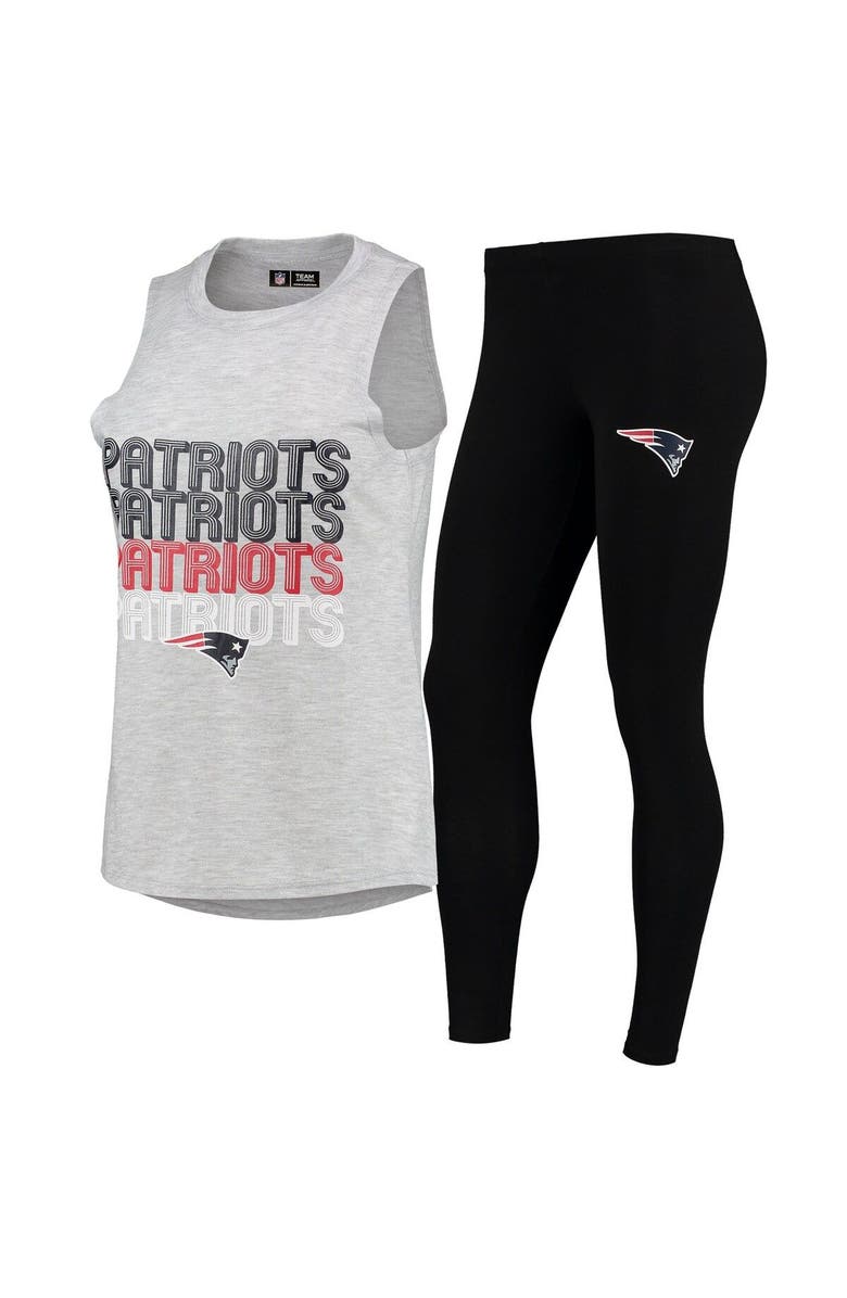 CONCEPTS SPORT Women's Concepts Sport Heathered Gray/Black New England Patriots Profound Tank Top & Leggings Sleep Set, Main, color, Heather Gray