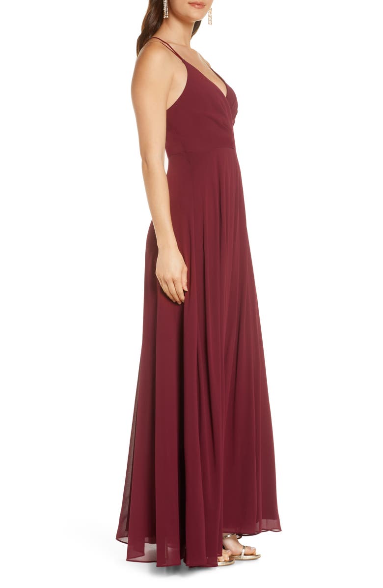Sequin Hearts Faux Wrap Sleeveless Chiffon Gown, Alternate, color,
