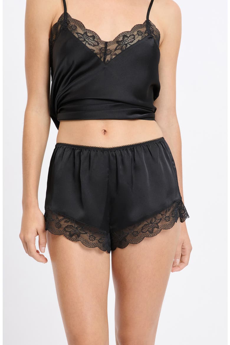 Desire Lace Trim Sleep Shorts, Alternate, color, BLACK