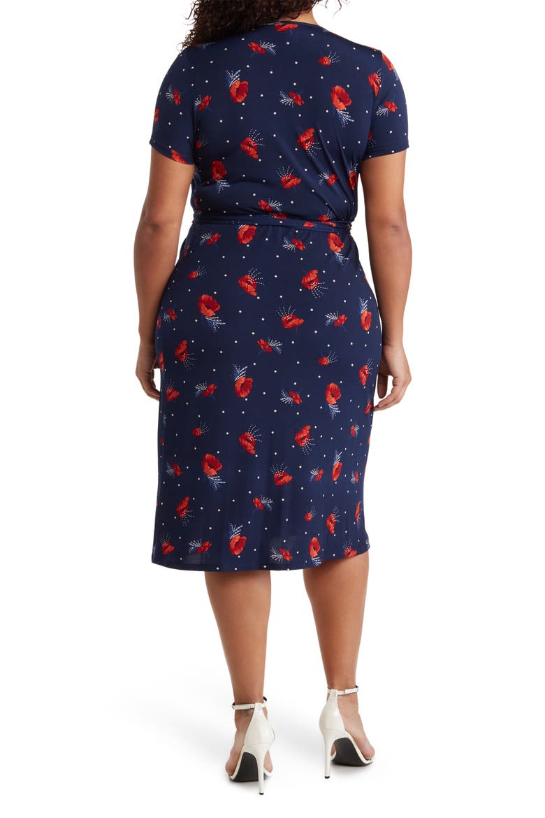 Floral Jersey Wrap Dress, Alternate, color, NAVY