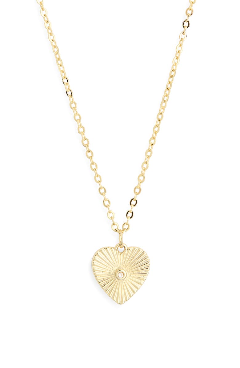 NORDSTROM RACK 14K Gold Plated Lab Grown Diamond Fluted Heart Pendant Necklace, Alternate, color, Lab Grown Diamond- Gold