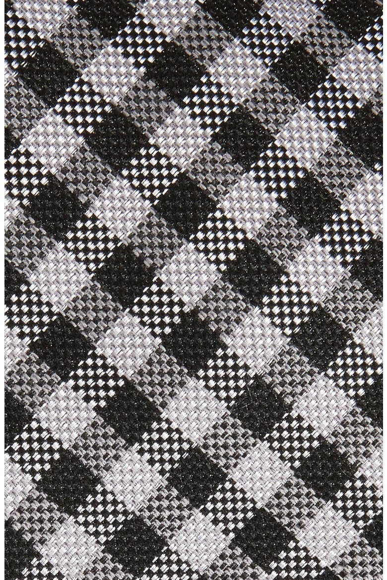 Men's Shop Check Silk & Wool Tie, Alternate, color, BLACK