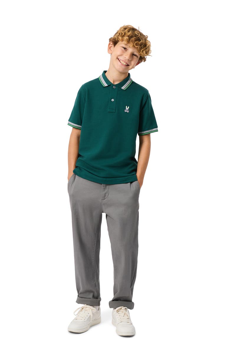 Psycho Bunny Kids' Rockport Piqué Knit Polo, Alternate, color, Sea Moss