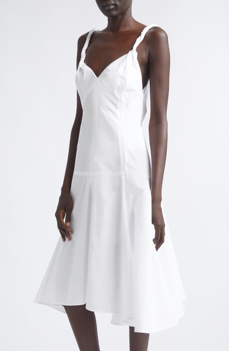 Proenza Schouler Leo Classic Cotton Shirting Midi Dress, Alternate, color, Optic White
