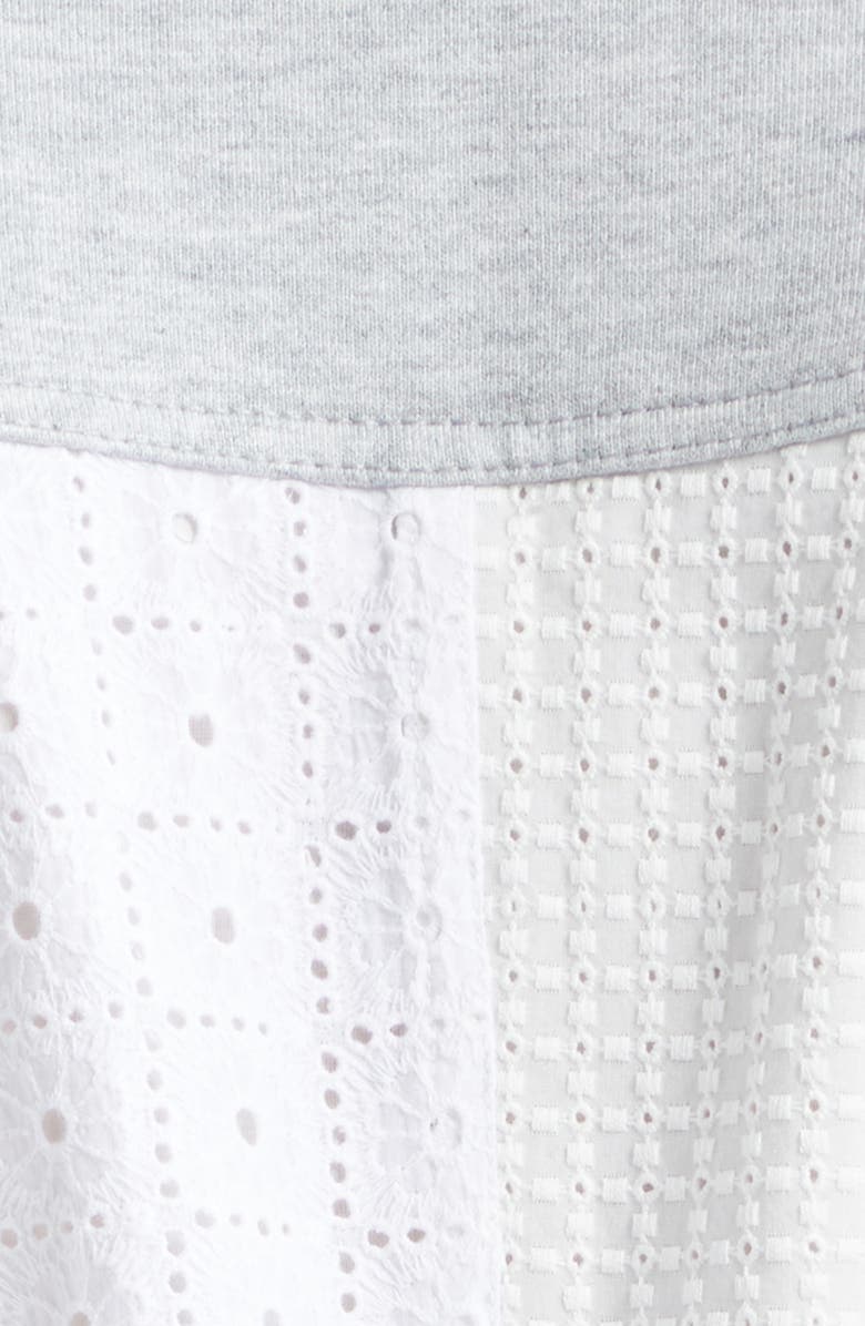 3.1 Phillip Lim Mixed Media Midi Dress, Alternate, color, Light Grey Melange-White