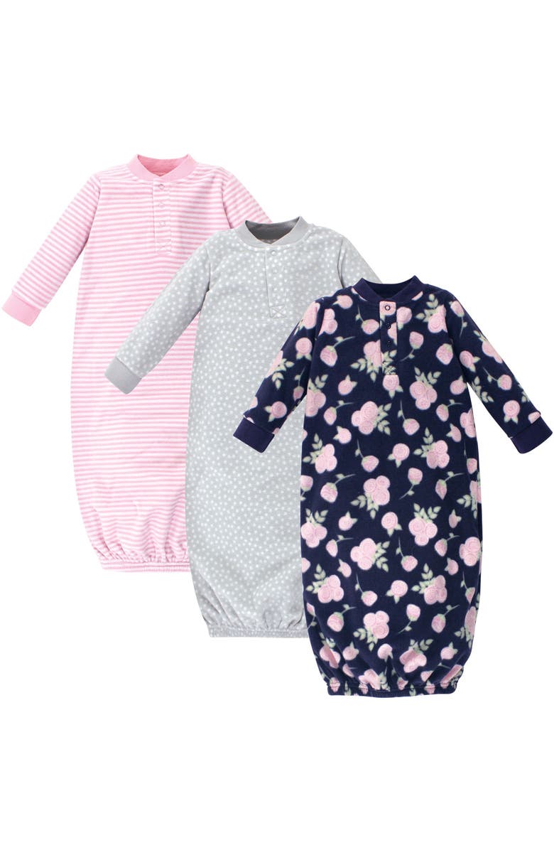 Hudson Baby Fleece Gowns, Main, color, Navy Rose