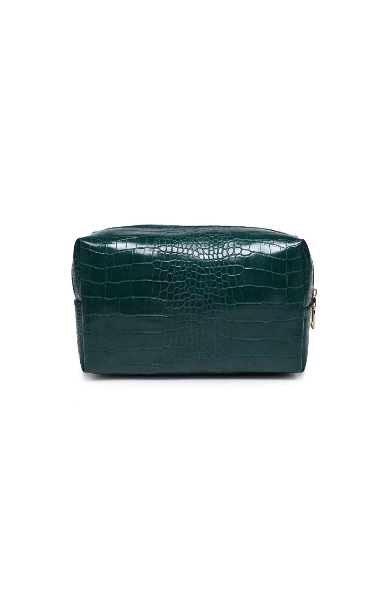 Croc Chic Cosmetic & Travel Organizer Pouch, Alternate, color, Emerald