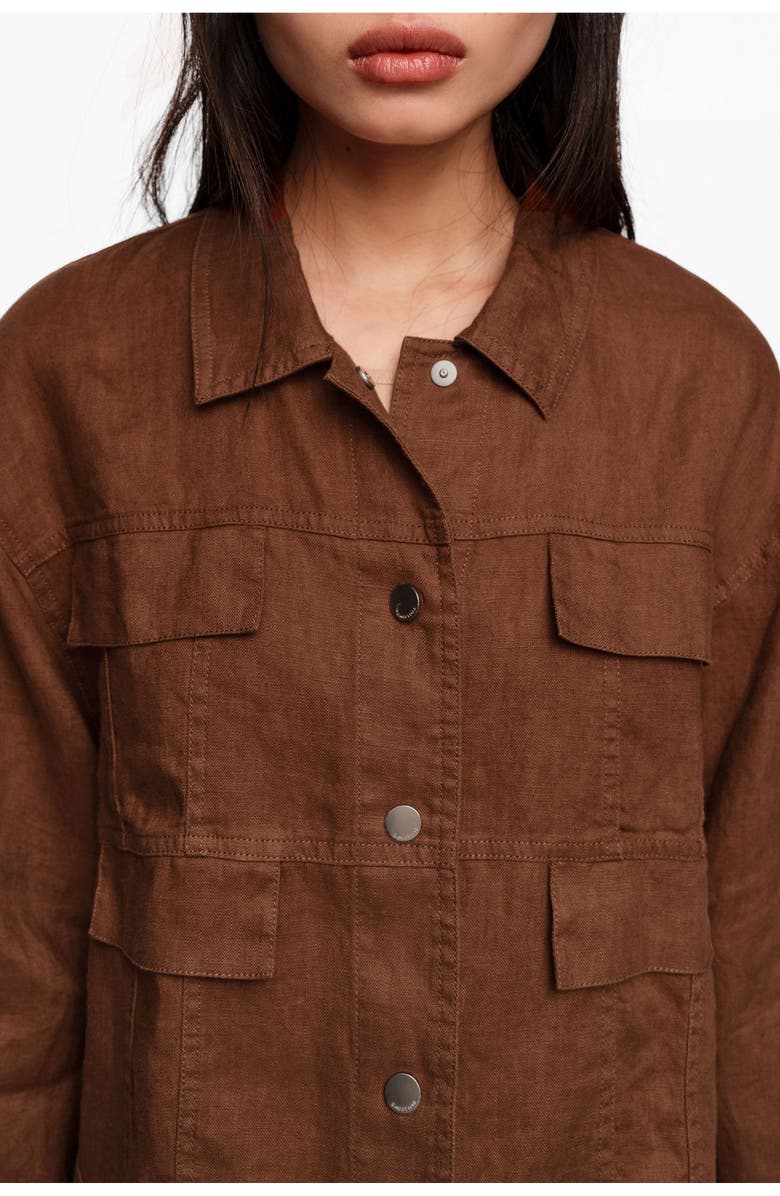 Bimba y Lola Linen Boxy Jacket, Alternate, color, Washed Brown