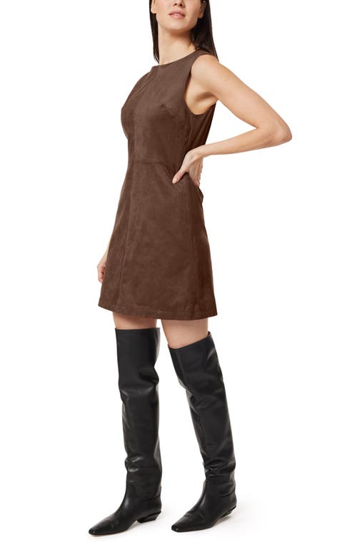 Habitual Suede Shift Dress In Brown