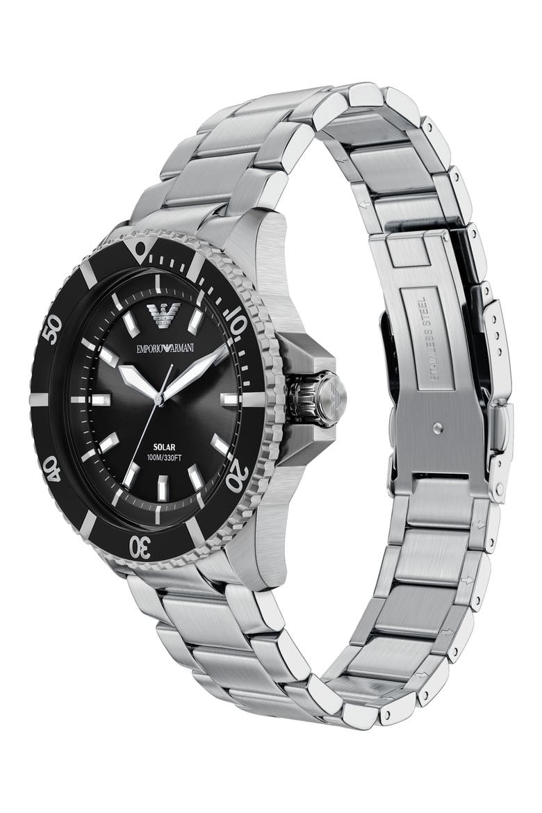 World Explorer Solar Bracelet Watch, 42mm, Alternate, color, SILVER