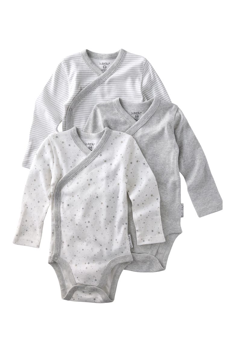 Sterling Side Snap Organic Cotton Assorted 3-Pack Bodysuits, Main, color, GRAY TWINKLE