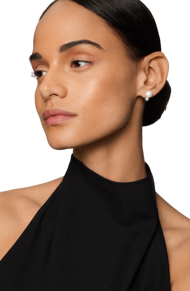 David Yurman Pearl & Pavé Solari Stud Earrings with Diamonds, Alternate, color, Sterling Silver