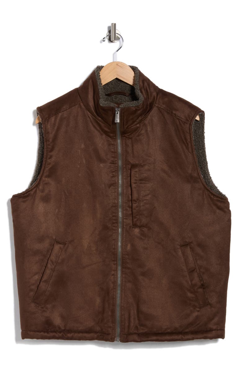 Rainforest Edgewood Fleece Lined Faux Suede Vest, Alternate, color, Truffle