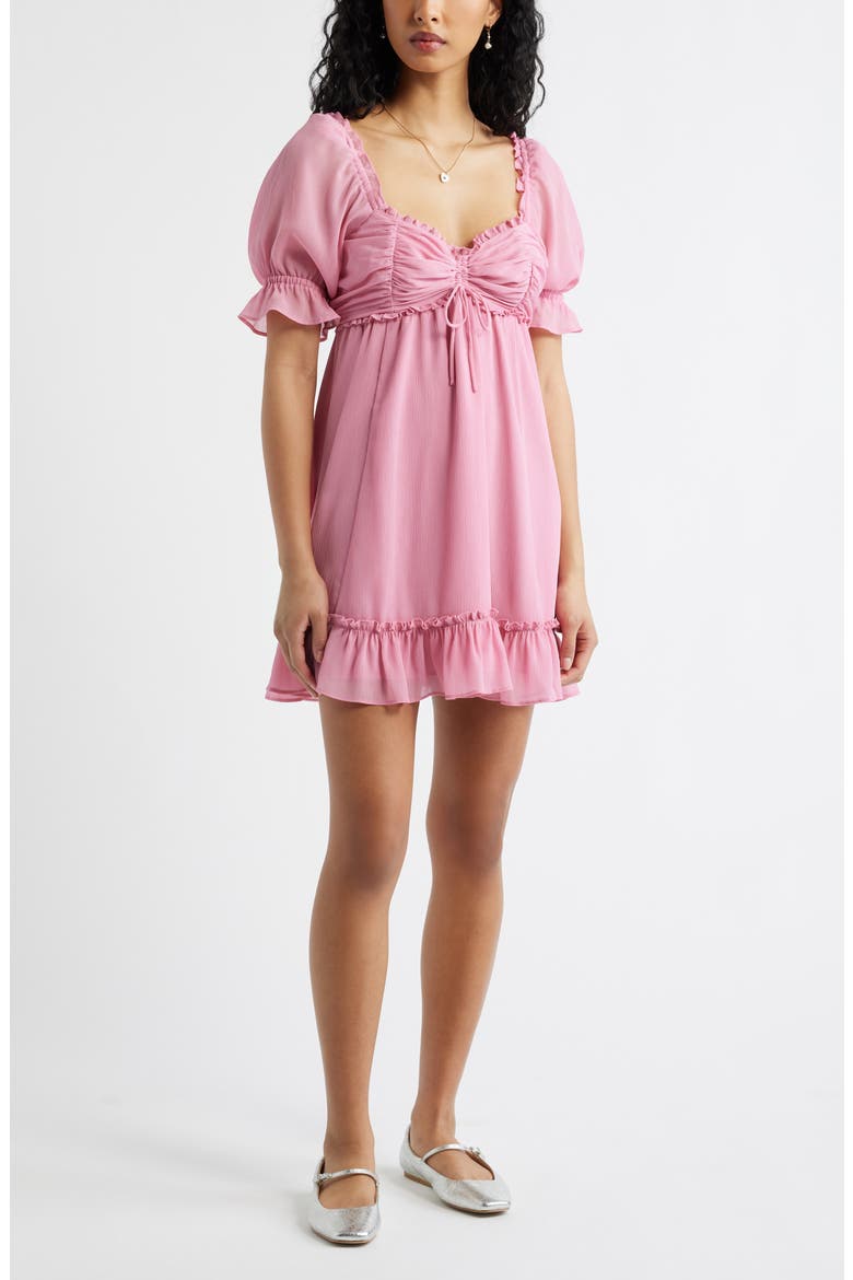Chiffon Babydoll Minidress, Main, color, PINK VACATION