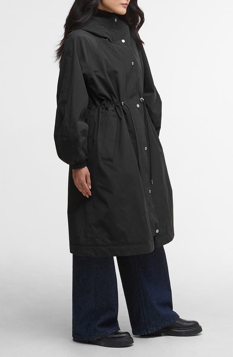 Barbour Sidney Longline Waterproof Jacket, Alternate, color, Black/ Onyx Tartan